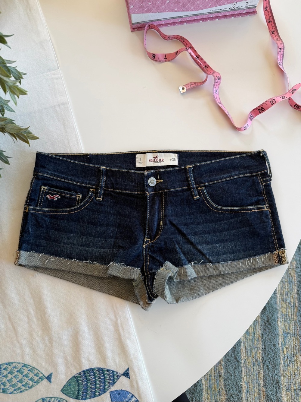 Vintage Hollister Low Rise Dark Blue Denim Jean Shorts